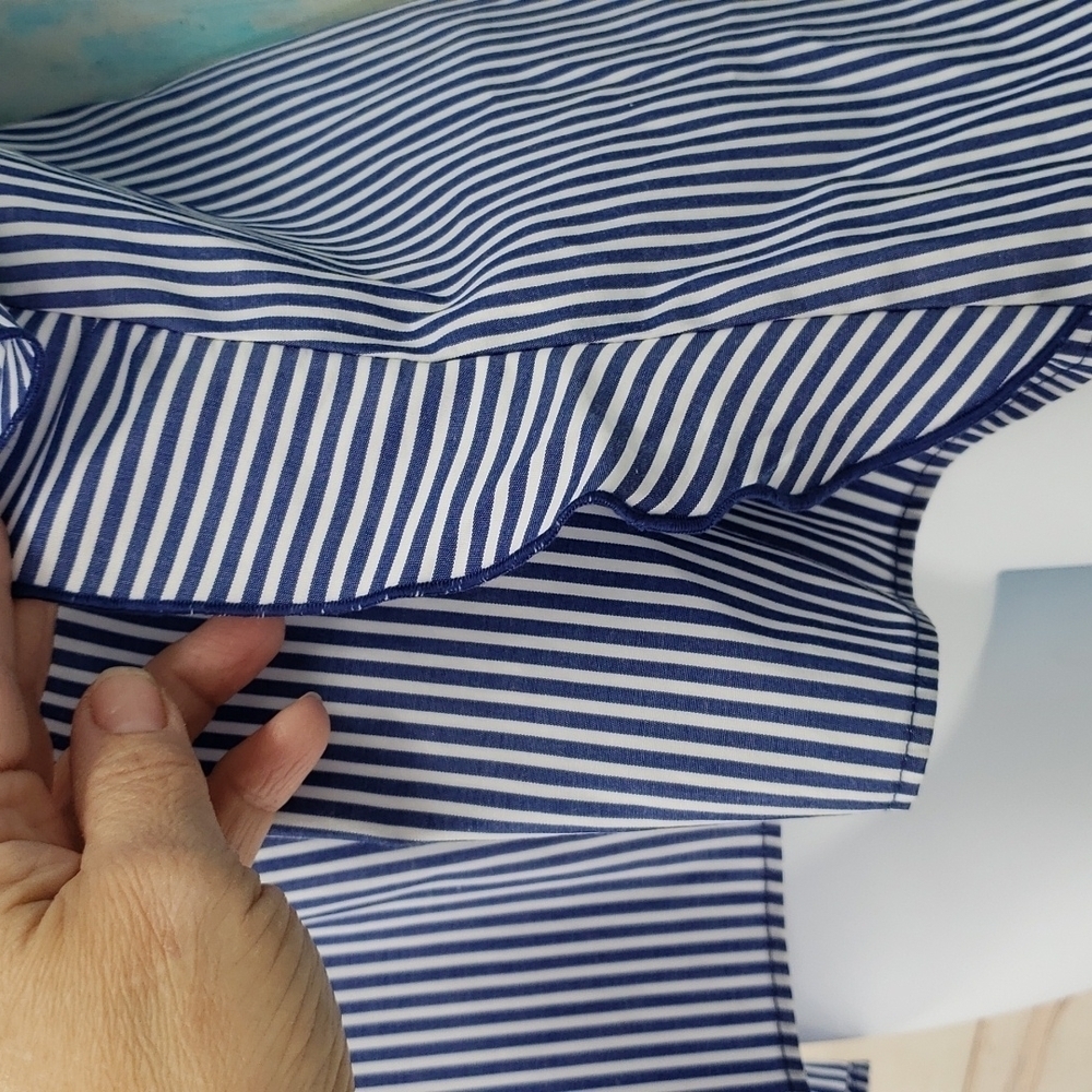 Zara Basic Collection Striped Ruffle Blouse - image 4
